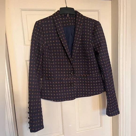 Free People Jacquard Blazer Jacket sz M - Picture 2 of 7